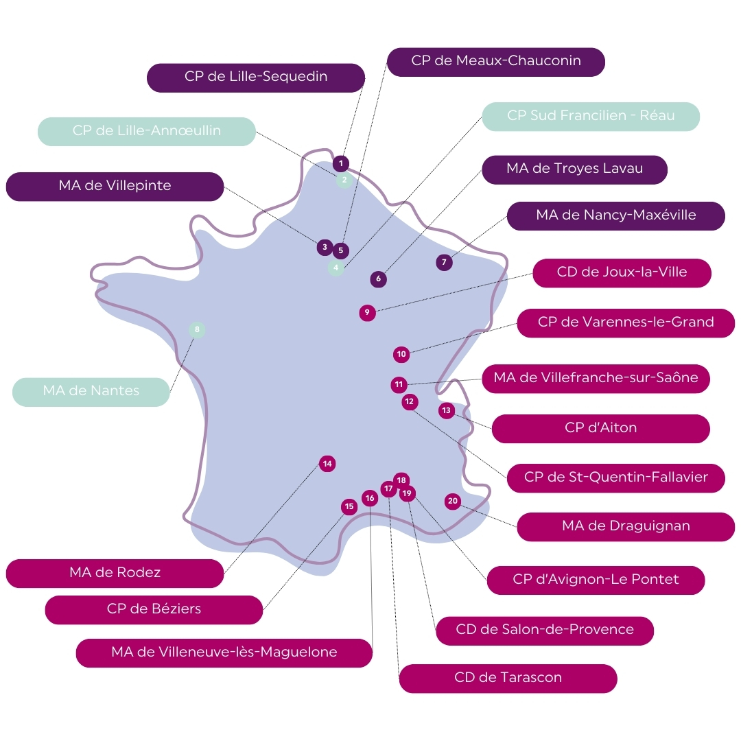 Carte des 20 ateliers de production